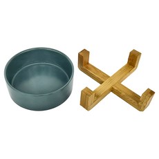木架陶瓷碗, 寵物碗 含木架 適用於貓咪、狗狗, 綠色, 1個
