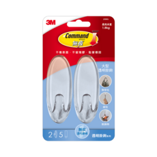 3M Command 無痕 大型透明掛鈎, 37093, 1組