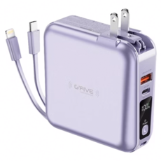 G'FIVE 基伍 22.5W五合一自帶線行動電源 10000mAh Lightning + Type-C + USB-A, GP-W10S, 紫色