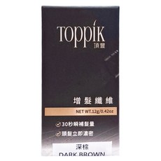 TOppiK 頂豐 增髮纖維 12g 深棕色, 30秒使頭髮立即變濃密, 深棕 DARK BROWN, 1瓶