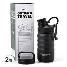 오슬로 아웃백 트래블 텀블러, 블랙, 350ml, 2개