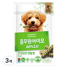 풀무원아미오 강아지 건강담은 간식 덴탈껌 그린, 100g, 3개 100g, 3개, 닭고기 맛