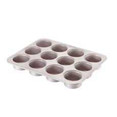 CHEFMADE 學廚 WK9846 金色12連瑪芬蛋糕模 Bristish Cupcake Pan 12 Well, 0.8毫米碳鋼材質, 外部最大尺寸 25.8 x 32.6 x 3.7cm 內杯最大6.5cm, 1個