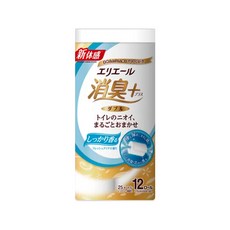 elleair 艾黎艾爾 抑臭+天然淨味捲筒衛生紙，添加天然由來雙重消臭成份，強力消除阿摩尼亞臭，100% 純紙漿, 12捲, 1袋