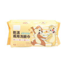 KOgi 宏瑋 迪士尼 乾濕兩用洗臉巾, 100抽, 3包, 柔軟耐用, 台灣製造, 果實奇奇蒂蒂