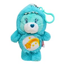 CARE BEARS彩虹熊 療癒立體造型絨毛公仔鑰匙圈掛飾 兔子款 恐龍款, 18cm, 恐龍薄荷綠, 1個