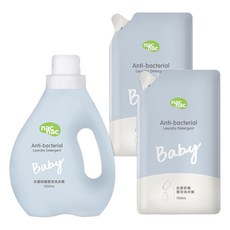 nac nac 抗菌防蟎嬰兒洗衣精 1.2L + 補充包1.1L 2包, 3.4L, 1組