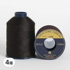 COTTONVILL 高級縫紉機線 Set 2捲, 45'S/2, 色號C082, 1700公尺, 100%聚酯纖維, 韓國製, C082, 4捲