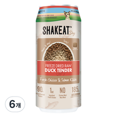 쉨잇 독 전연령 동결건조 오리안심과 프레시 치킨 & 살몬 키블 캔 사료, 오리, 185g, 6개
