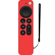GRAYCO 2021 애플 TV 4K 6세대 리모컨 컬러 풀커버 케이스 BLACK + 손목 스트랩, RED