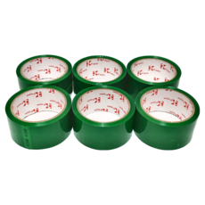 3K牌 彩色封箱膠帶 綠色 6卷 48mm*50y*0.043, 1組