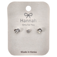 Hannah 正韓 18-3貼耳針式耳環 3個 Set 韓國製造, SY30292