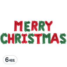 파티팡 은박풍선세트 MERRY CHRISTMAS, 레드앤그린, 6세트