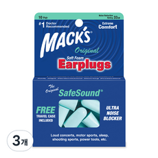 Macks 오리지널 폼 수면 귀마개 하늘색 + 케이스 세트, 1개, 20개입