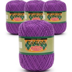필립섬유 쎄비 실크 인견사 뜨개실 90g x 4p, 855 보라, 4개