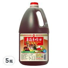 萬家香 香菇素蠔油, 以黃豆和小麥釀造, 搭配埔里香菇, 歐盟進口澱粉與酵母粉, 葷素皆宜調味醬, 不添加人工調味劑, 非基因改造黃豆, 4400g, 4.4kg, 5瓶