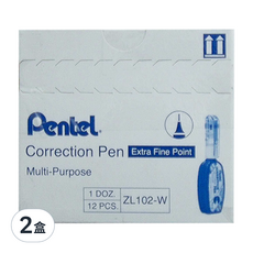 Pentel 飛龍文具 易壓迷你萬能修正液 ZL102-WT 12支, 2盒