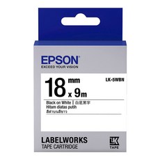 EPSON 愛普生 標籤帶 台灣公司貨 LK-5WBN, 18mm, 白底黑字