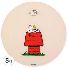 로이체 피너츠 스누피 원형 마우스패드, 베이지, 5개