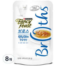 팬시피스트 브로스 고양이 간식 파우치 생선, 참치 + 새우 + 흰살생선 + 진한 생선 육수 혼합맛, 40g, 8개