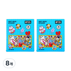 BT21 엠보플레이크 스티커, 썸머, 8개 썸머, 8개