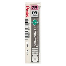Pentel 飛龍文具 HI-POLYMER 自動鉛筆芯 2B C205-2BT 40支 10盒, 0.5mm, 1組