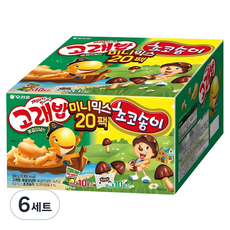 오리온 고래밥 초코송이 미니믹스 과자세트, 고래밥 볶음 양념맛 10p + 초코송이 10p, 6세트
