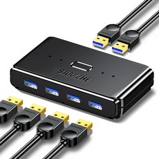 SAMZHE 4포트 USB3.0 멀티허브 스위치 선택기 GX-400, 블랙, 1개