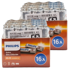 PHILIPS 飛利浦 碳鋅3號電池, 16個, 2組