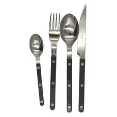 SABRE PARIS Bistrot復古酒館鈕扣亮面系列餐具4件組, 黑色, 不鏽鋼, 復古酒館鈕扣亮面系列, 1組