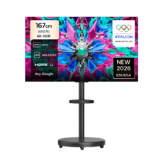 TCL 아이팔콘 4K HDR Google TV + 대형 무빙 스탠드 매트 블랙 세트, 65U65A(TV), MSD58B(스탠드), 방문설치, 이동형 스탠드, 167cm(65인치)