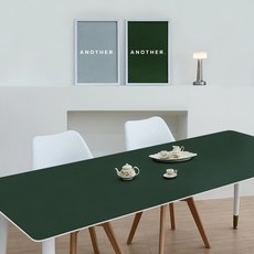 어나더 양면 가죽 방수 식탁보 모서리라운딩5mm, 그린 + 그레이, 80 x 180 cm, 1개 그린 + 그레이, 80 x 180 cm, 1개