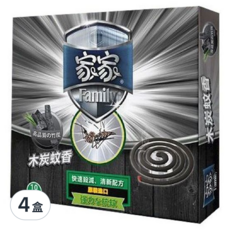 家家 竹炭蚊香，10卷裝，原裝進口，效果抗蚊, 135g, 4盒