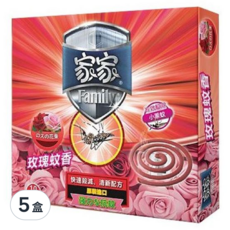 家家 玫瑰蚊香, 有效驅趕小黑蚊, 120g, 5盒