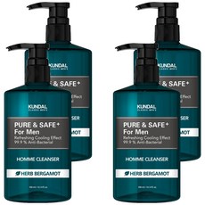 KUNDAL 昆黛爾 男性專用清爽私密清潔露 佛手柑香, 300ml, 4瓶