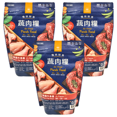 DOG CAT STAR 汪喵星球 全齡犬 慢烘鮮食蔬肉糧 鮮蔬牛魚, 3合1功能保健, 牛肉+鱈魚, 0.5lb, 3包
