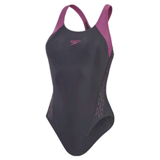 Speedo HyperBoom Splice 女運動連身泳裝, 黑/紫, 尺寸34, 34, 1件