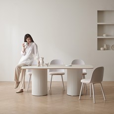 보니애가구 라이즈 24T 포세린 템바보드 6인용 1800 사각형 식탁 의자 4p 세트 방문설치 캐슬마블