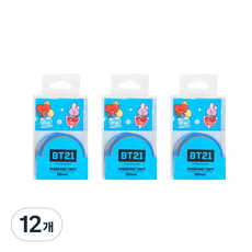라인프렌즈 BT21 마스킹테이프 30mm, 블루, 12개