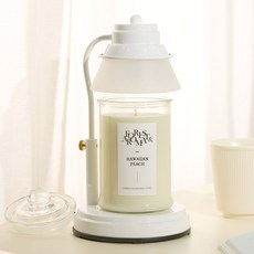 에인디 타이머 캔들워머 + 소이캔들 750g 세트, 하와이안피치, 화이트
