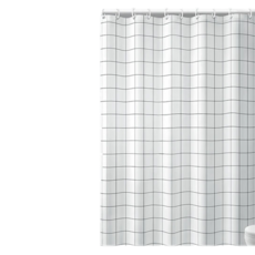 PEVA 防水浴簾, 100% 聚酯纖維, 180x180 公分, 180 x 180cm, 白方格, 1組