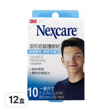 3M Nexcare 溫和低敏護眼貼, 全新膠系 撕除不痛, 10片, 12盒
