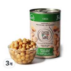 구스토사노 유기농 이집트빈 통조림, 400g, 3개