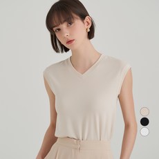 ELLE PARIS 찰랑 레이온 민소매 브이넥 티셔츠