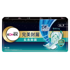 Kotex 靠得住 完美封漏 長夜抑菌 棉柔系列 夜用衛生棉, 35cm, 24片, 1組