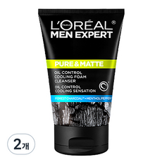 로레알파리 퓨어 앤 매트 오크 차콜 아이시 이펙트 폼, 폼 클렌저, 100ml, 2개