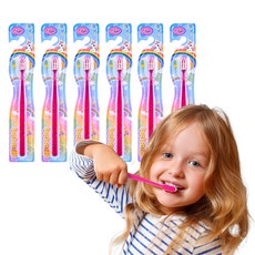 bebeD 초콜릿도 잘 닦이는 칫솔, 핑크, 6개입, 1개 반짝이핑크, 6개입, 1개