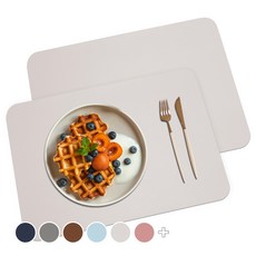 소이믹스 포시즌 스퀘어 북유럽 방수 가죽 테이블매트 2p, 웜그레이, 40 x 30 cm