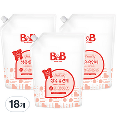 비앤비 섬유유연제 자스민 앤 로즈 리필, 1500ml, 18개