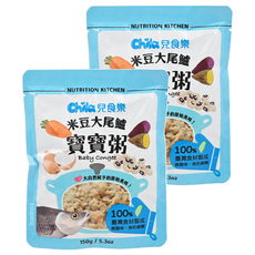 Chila 兒食樂 寶寶粥, 米豆大尾鱸口味, 嚴選台灣食材, 無添加人工香料、色素, 含紅藜麥, 150g, 2包